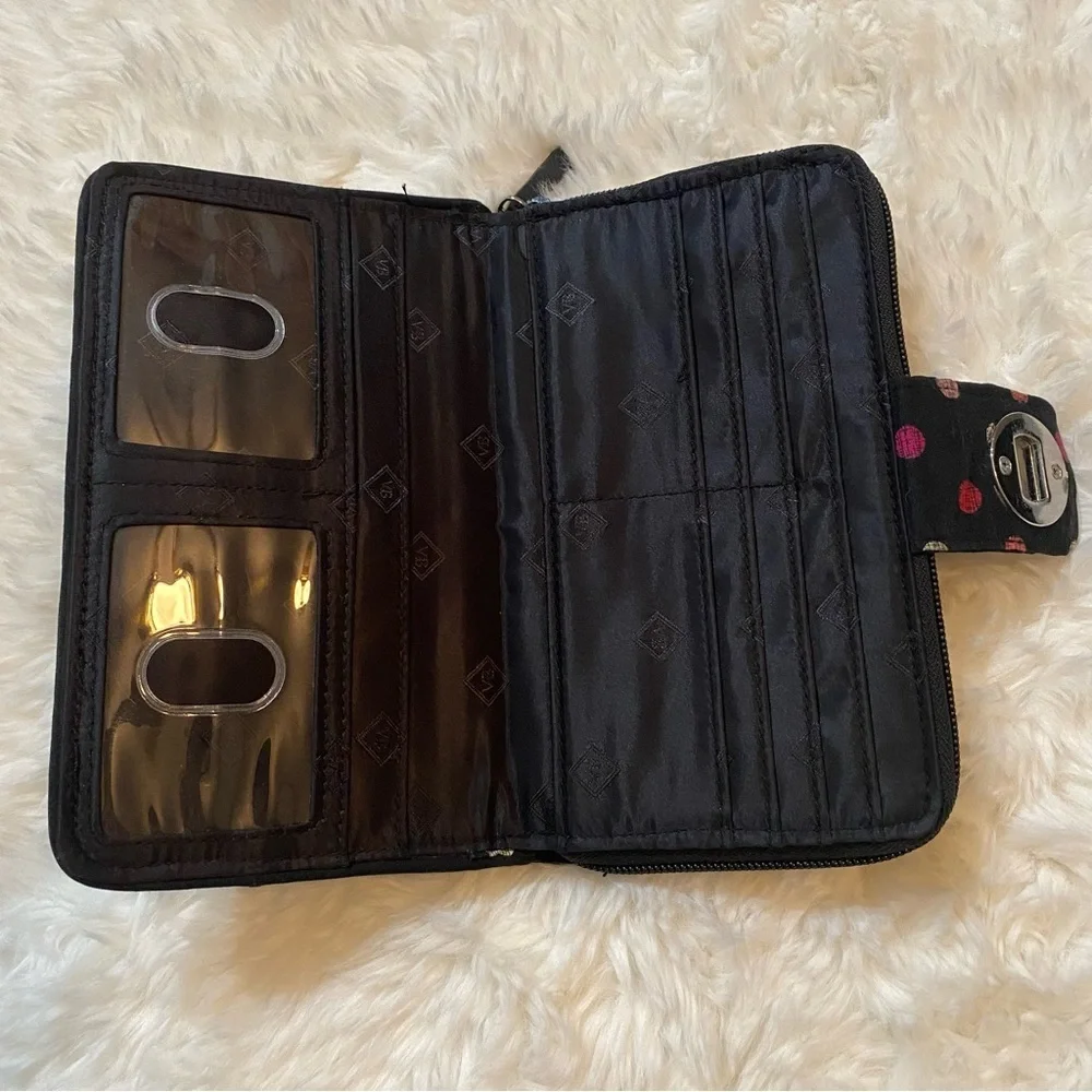 Vera Bradley Polkadots Black Wallet